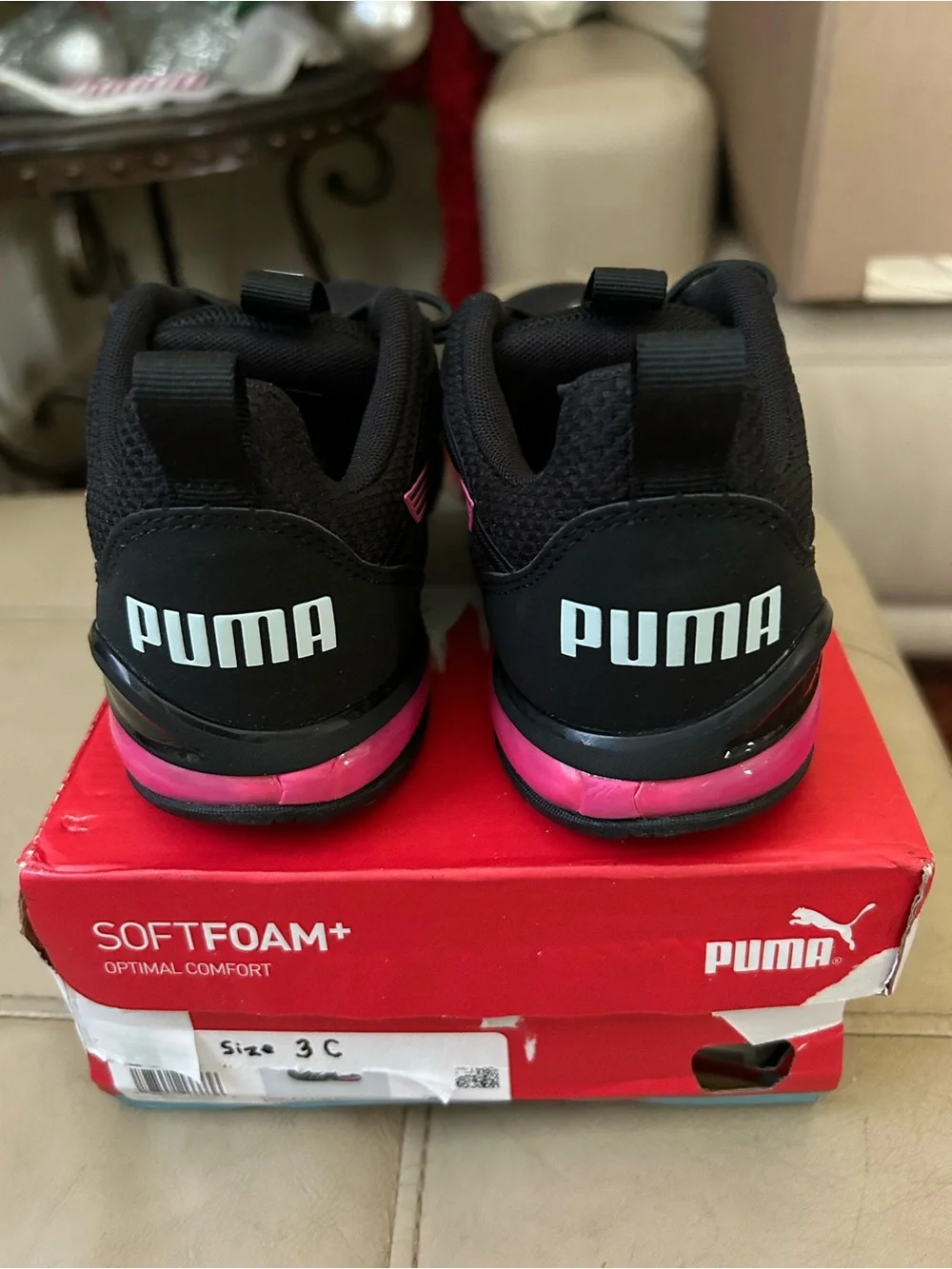 Puma Kids Black Low-Top Athletic Sneakers, 3 youth